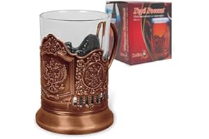 Olymp Soporte para vaso de té con escudo de Rusia Bronze (con vaso de té de 200 ml)