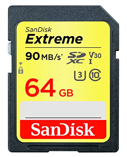 SanDisk Extreme 64 GB SDXC Speicherkarte bis zu 90 MB/Sek, Class 10, U3, V30