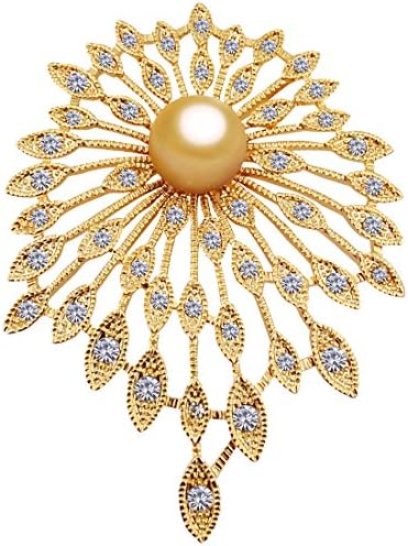 FENGJI Full Rhinestone Flower Bouquet Brooches for Women Wedding Pearl Brooch Pins Gold