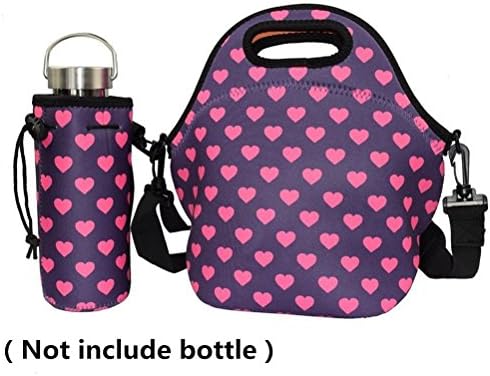 Case Wonder Neoprene Water Resistant Portable Heavy-Duty Insulated Lunch Bags Carry Portable Heavy-Duty Zipper Case Tote with Zipper Strap Box Cooler Container Bags Containers Picnic Outdoor Travel Fashionable Handbag Pouch for Women Men Kids Girls Adults (Rose Red+Water Bottle Tote)