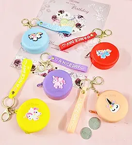 Le Delite Unicorn Coin Pouch Keychain Ring Multi Purpose Kids Case Small Jewelry Personal Items Key Holder for Girls / silicon pouch zipper for earphones keyring wallet cute mini soft clutch (1 piece)