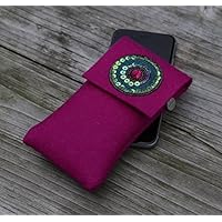 zigbaxx Handyhülle - u.a. für iPhone 8/7/6, iPhone 8/7/6 plus / Smartphone-Hülle IBIZA aus Woll-Filz mit Stickapplikation - anthrazit-schwarz / pink / grau - Geschenk Weihnachten Geburtstag Valentinstag Muttertag