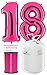 Produktbild Ballon Zahl 18 in Pink inkl. freelium® go 250 Helium & Ballonband - XXL Riesenzahl 100cm Komplett-Set - zum 18. Geburtstag - Party Geschenk Dekoration Folienballon Luftballon Happy Birthday Rosa