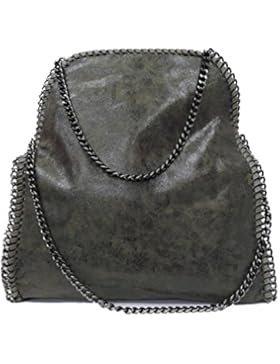 Handtasche VIVIEN Lederlook Damen Schultertaschen mit Kette