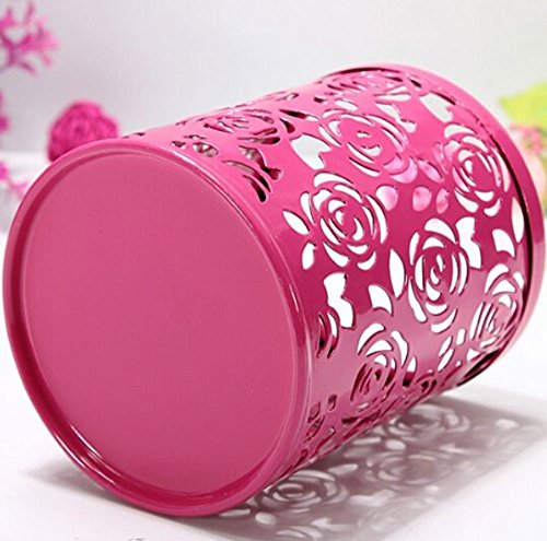 Cosanter Portal  pices Redondo  Dise  o de Met  lico Hollow Rose Patr  n de Flores Caja de Almacenamiento Rojo