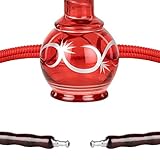 Mianova® Orientalische Wasserpfeife Shisha Hookah Set 2 Schlauch 45cm Tribal inkl. Kohle, 5 Mundstücke und Zange Rot - 