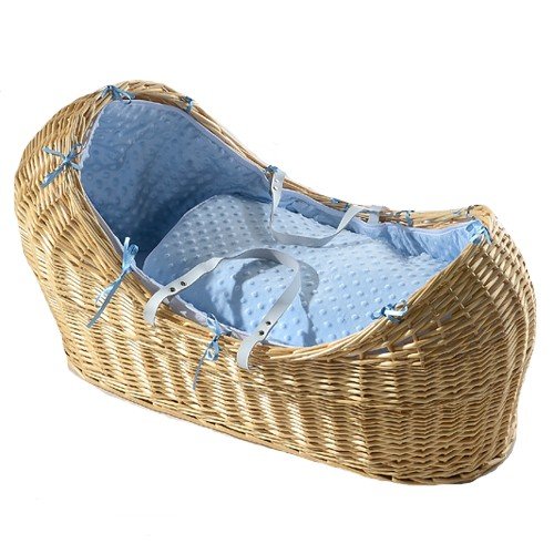 Luxury British Made Blue/Pink Popcorn Noah Pod Izzy Pod Apples and Pears Moses Basket Bedding Set (Basket is NOT included) (Blue)