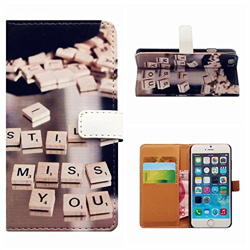 MUTOUREN iPhone SE 5 5S Brieftasche Flip Case Cover – PU Leder Bookstyle Klapphülle Wallet Case für iPhone SE 5 5S Portemonnaie Hülle Schutz Ultra Dünn Handy Tasche Geldboerse Schutzhülle – Ich Vermisse Dich Immer Noch + Metall Stylus Pen - 2