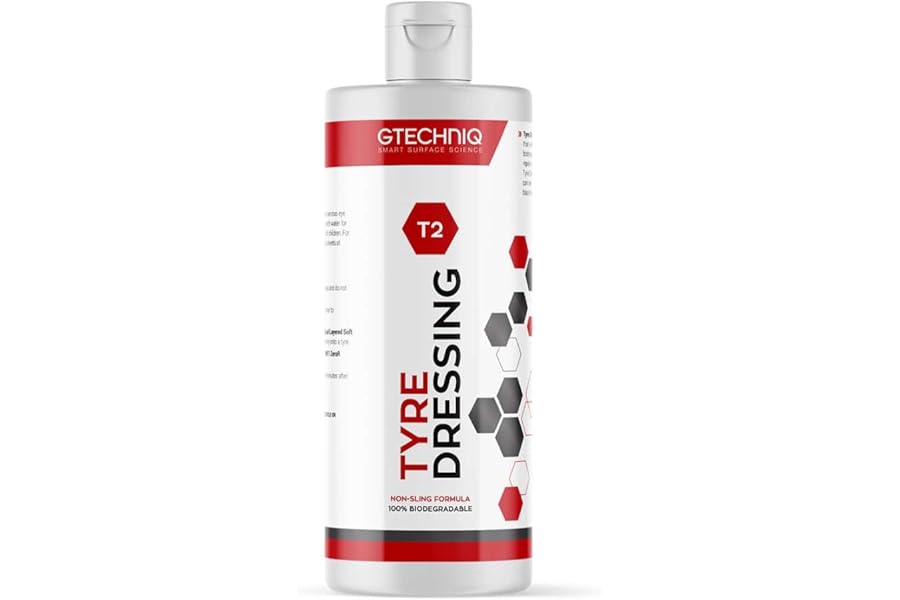 Gtechniq T2 Tyre Dressing for Car Tyre Shine, Car Wheel Cleaner Repels Dirt and Grime, Restores Tyre Black Finish, Anti-Sling Formula, 100% Biodegradable, 250ml