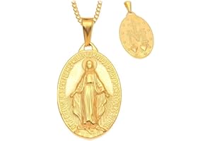 BOBIJOO Jewelry - Pendentif Collier Médaille Vierge Marie Miraculeuse Acier Plaqué Doré Or Chaîne