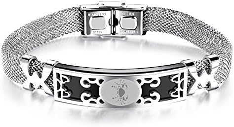 Mintik Jewellery Stainless Steel Men's Womens Zodiac Sign Cancer Constellations Identification Mesh Cable Banlge Bracelet