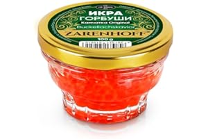 ‎ZARENHOFF Kaviar aus Buckellachs Gorbuscha aus Kamtschatka, 100 g Glas - Roter Kaviar - икра Горбуши caviar