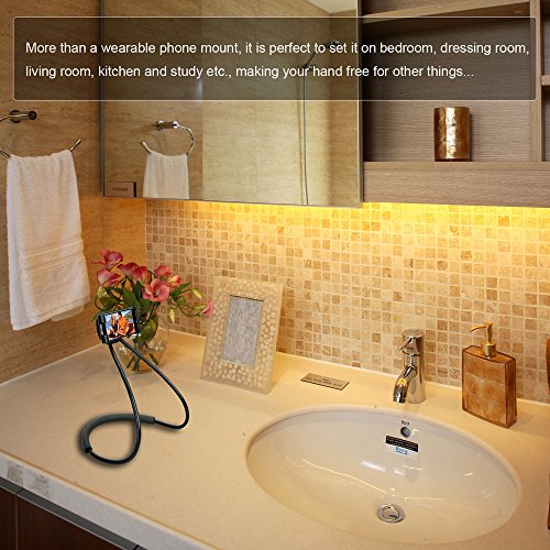 Cellulari Supporto Nero, Letone Neck Phone Support Girevole 360 Rotazione Collo Supporto per Appeso per iphone, Samsung, Huawei Smartphone Universale, per Auto, Divano, Cucina, Ufficio