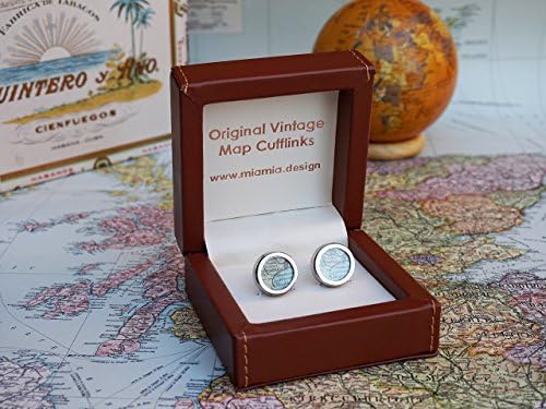 Personalised location original vintage map cufflinks in luxury presentation box - ideal for birthdays, weddings, groom and best man