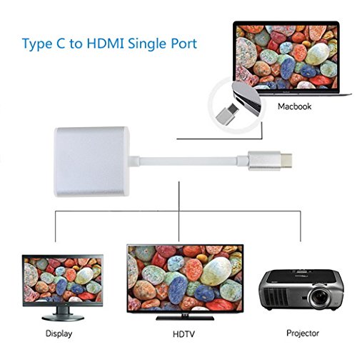 Premewish HDMI auf VGA Adapter Displayport Type-C Anschluss mit 1080P HDTV Aktiv Audio Übertragung Konverterkabel unterstützt für Macbook ChromeBook Pixel usw ( Grau ) - 5