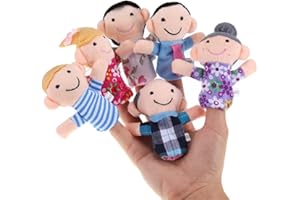 ENYOLIDIMK 6 Pcs Velvet Cloth Finger Puppet Set - Family Members, Story Time, Party Favors, Christmas Stocking Stuffers