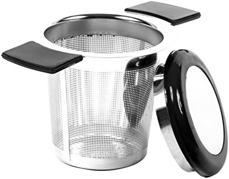 Uarter Reusable Coffee Filter Stainless Steel Tea Strainer Practical Tea Filter with Silicone Handle, Black