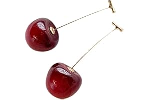 CROWNOFRIBBONS Orecchini da donna in ciliegia rossa, stile pendente, in sacchetto regalo, Zinco