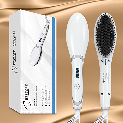 NEU Glätteisen BESTOPE Ionen Haarglätter keramikbeschichtete Haarbürste mit Schnellaufheizungs Funktion Warmluftbürste und Perfekt Überhitzungsschutz Absolut-Anti-Verbrühung Stylingbürste mit kostenfrei Hitzeschutzhandschuh Doppelspannung-Gehobene Version Haarkämme geeignet für alle Haartypen - 2