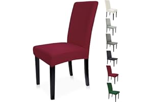 Zindoo Housse de Chaise 6 Pièces,Housse Chaise Universel Extensible Amovible Lavable Moderne pour Protéger, Habiller et Rénover des Chaises de Salon Salle à Manger Hotel Restaurant Cuisine(Bordeaux)