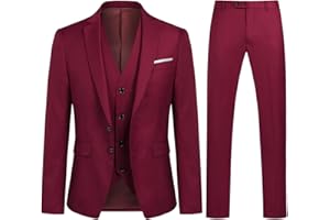 YOUTHUP Costume Homme 3 Pièces Slim Fit Smoking Deux Boutons Mariage Business Confort Elégant Veste Gilet et Pantalon