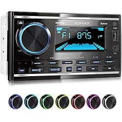 XOMAX XM-2R422 Radio de Coche con Bluetooth I RDS I Am, FM I USB, AUX I 7 Colores de luz Ajustables I 2 DIN