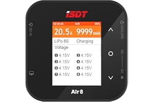 ISDT Air8 Lipo Batterie Balance Chargeur Déchargeur DC 500W 20A pour Batteries Li-ION Life NiCd NiMH LiHV PB Écran LCD numérique RC 1-8S Contrôle APP Bluetooth