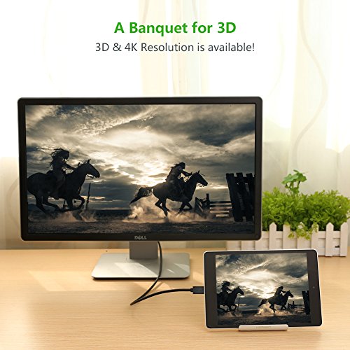 Mini HDMI UGREEN Mini Hdmi auf Hdmi kabel mit Ethernet, mini hdmi zu hdmi kabel unterstützt ultra HD,1080P,3D &4K,ARC, mini hdmi to hdmi für Fernseher, Tablet, Monitor, HDTV, Digicam, Digitalkamera,Beamer, Grafikkarte usw, 2m schwarz - 3