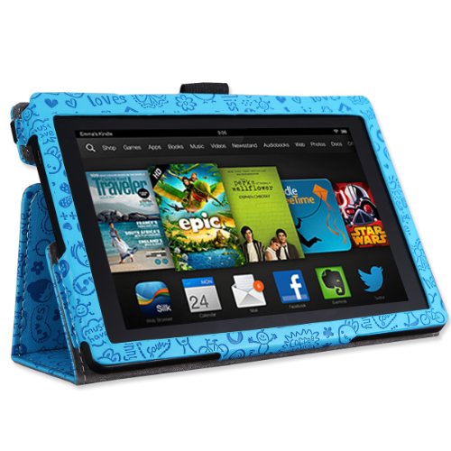 MoKo PU Leder Ständer Hülle Schutzhülle Tasche Ledertasche Schale Smart Case für Amazon All New Kindle Fire HD 7 Zoll 2013 Gen Tablet,Cutie Charme Blau (Nicht für Fire HD 7 2012/Fire HDX 7 2013) - 8