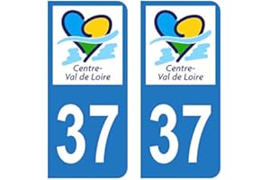 HADEXIA Autocollant Stickers Plaque immatriculation Voiture Auto département 37 Indre-et-Loire Logo Région Centre-Val de Loire