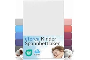 ‎ETÉREA HIMMLISCHE QUALITÄT etérea Jersey Spannbettlaken 80x160cm - 80x180cm Weiss bis 20 cm Höhe - 100% Baumwolle Spannbetttuch Oekotex - Bed Sheets Leintuch Bettbezug - Kinder Bettlaken 80x160 cm - 80x180 cm - White