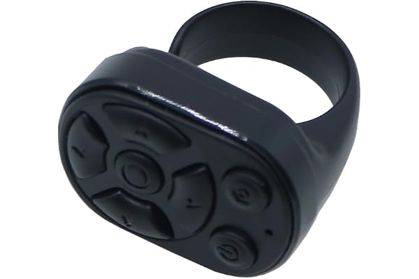 Gurtt Scrolling-ring – Bluetooth-fjärrkontroll för klämmor och musik, kompatibel trådlös Bluetooth-handkontroll med fingertoppskontroll, med livlig kameraslutare