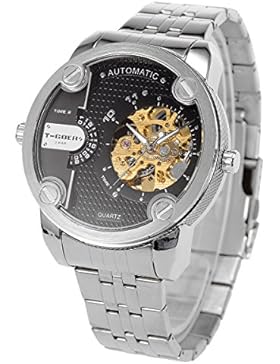 Männer Armbanduhr Bewegung automatische mechanische Quarz SIBOSUN Sport Dual Zone Edelstahl