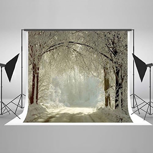 YCNET 6.5x5FT Christmas Backdrops Winter Scenery Snow Forest Photography Backdrops No Wrinkles Washable Reused Cotton Background Cloth for Photo Studio Props