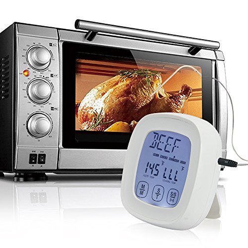 Zilong Bratenthermometer / Ofenthermometer / Grillthermometer / Digitales Thermometer mit Touchscreen Display, Temperaturfühler, Digital Zeitmesser voreingestelltes Thermometer, Perfekt zu Kochen, Grillen/BBQ, Backofen, Mikrowellenofen, Ideal für Geflügel, Steak, Fisch, Nahrungen usw - 2