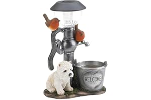 CACACOOK Solar Jardín Estatua Luces, Estatuas Perro de Resina, Escultura Perro de Jardín, Lámparas de Estatua Solar Modelo ardilla Luz nocturna para Jardín Patio Patio Césped Decoración al aire libre