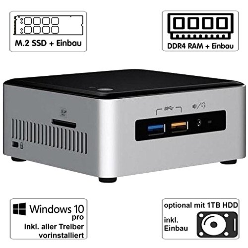 forceNUC | Intel-NUC6i3SYH | Intel Core i3-6100U | 8GB DDR4 | 128 GB SSD M.2 + 1TB HDD | Intel HD 520 Grafik | 7.1 Sound-Gigabit | LAN | Windows 10 Pro | Mini-PC | VESA-Monitor-Halterung