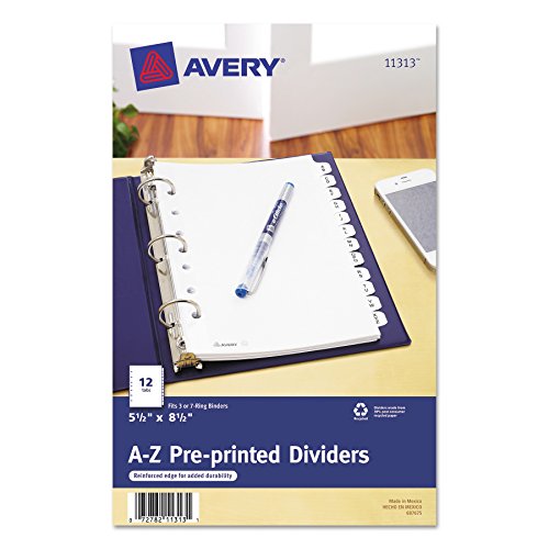 11313 Preprinted Tab Dividers, 12-Tab, 8 1/2 x 5 1/2, White