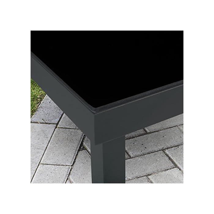 Ultranatura Gartentisch mit Glasplatte der Serie Korfu, Terrassentisch