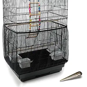 ZAP Extra Large Size Universal Bird Cage Guard Net Cover Seed Catcher with 1pcs of Feeding Spoon,Nylon Mesh Soft Airy Bird Cage Net Skirt for Round Square Cages
