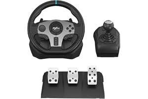 PXN PC V9 Universal Usb Car Sim 270/900 Degree Race Steering Wheel with 3- Pedals And Shifter Bundle