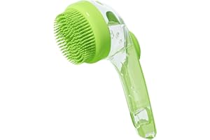 Huayeex Dog Shampoo Brush with Soap Dispenser | Shampoo Massage Bath Brush Long Handle for Shower Daily Cleaning