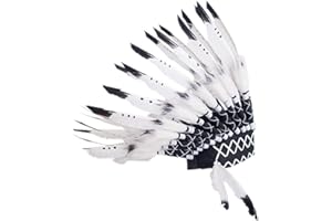 MISOYER Chapeau Indien,Plumes créative, Coiffe amérindienne | Style Indien pour Enfants Adultes pour fête Photo Props Drama Festival Game