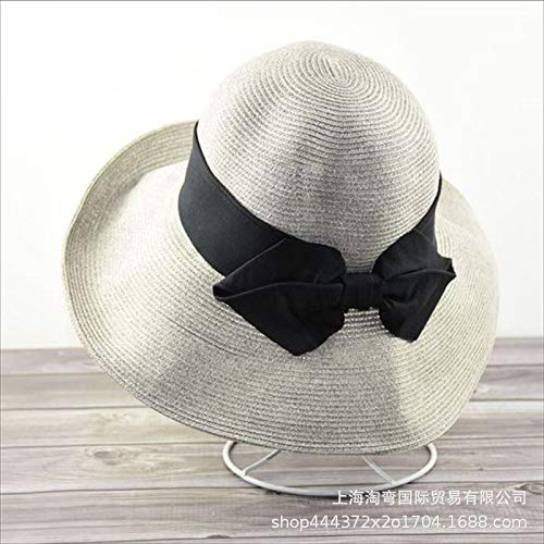 Preisvergleich Produktbild shunlidas Hüte Dekorationenfaltbarer Strohhut Faltbarer Strohhut, Grau, L (58-60Cm)