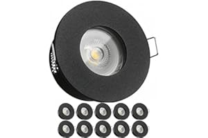 LEDANDO 10er IP65 LED Einbaustrahler Set Schwarz mit LED GU10 Markenstrahler 7W - warmweiss - 30° Abstrahlwinkel - Feuchtraum/Bad - 50W Ersatz - A+ - LED Spot 7 Watt - Einbauleuchte rund