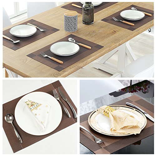 Platzdeckchen Fanuk 6er waschbar rutschfeste Tischmatten aus PVC braun 30*45cm - 7