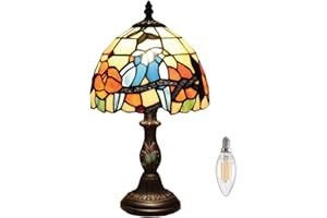 KINBOLAS 8 "lampa stołowa w stylu Tiffany'ego witrażowe abażury Vintage lampka na biurko mała lampka nocna sypialnia salon biuro czytanie antyczne Art Deco(Color:I-8)