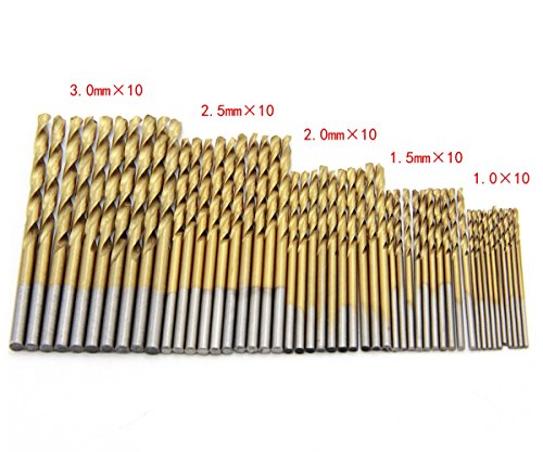 Latinaric 50pcs High Speed Titanium beschichtetes Stahlbohrer Bohrer Set Tools 1/1,5/2/2,5/3mm - 3