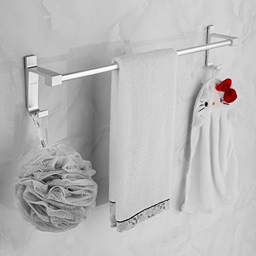 Wangel Handtuchstange Handtuchhalter ohne Bohren 60cm, Patentierter Kleber + Selbstklebender 3M-Kleber, Aluminium, Matte Finish - 2