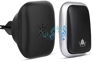Campanello Radio Senza Batteria, PDGROW Campanello Senza Fili Impermeabile Campanello Wireless Autoalimentato con Una Portata di 150m, 38 Melodie, 4 Livelli di Volume e Flash LED - Nero